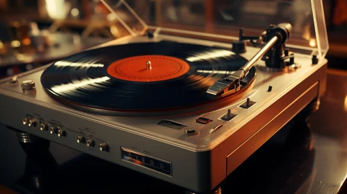 Vintage Record Player Close-Up