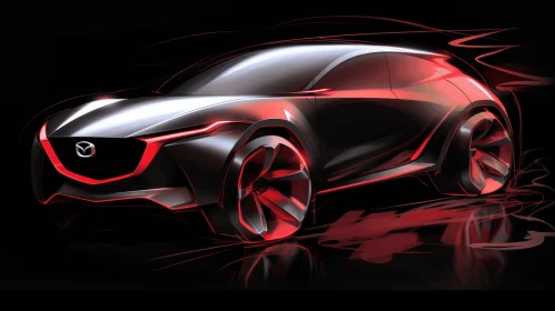 Captivating Concept Car in Black and Red | Fluid Dynamic Brushwork