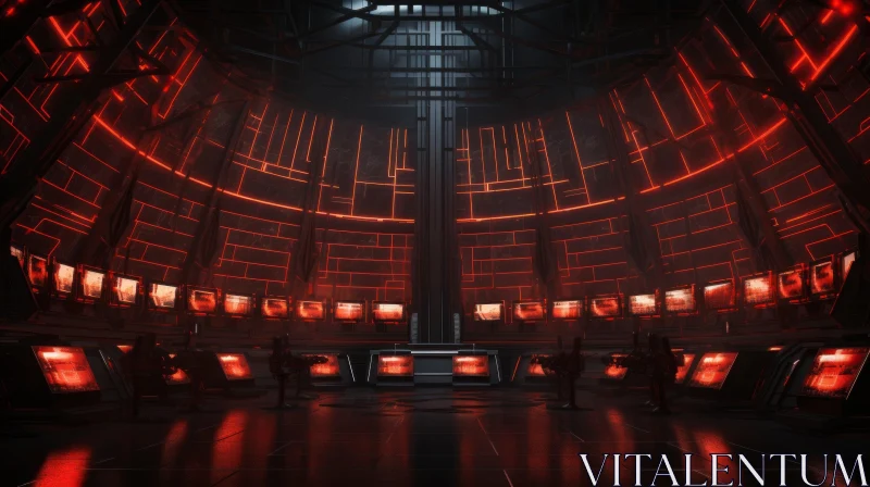 Dark Futuristic Spaceship Room AI Image