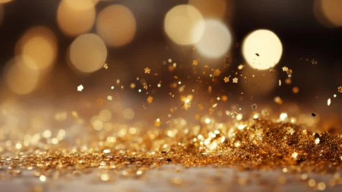 Golden Glitter Background with Falling Stars