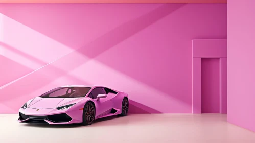 Pink Lamborghini Aventador SVJ in Minimalistic Room