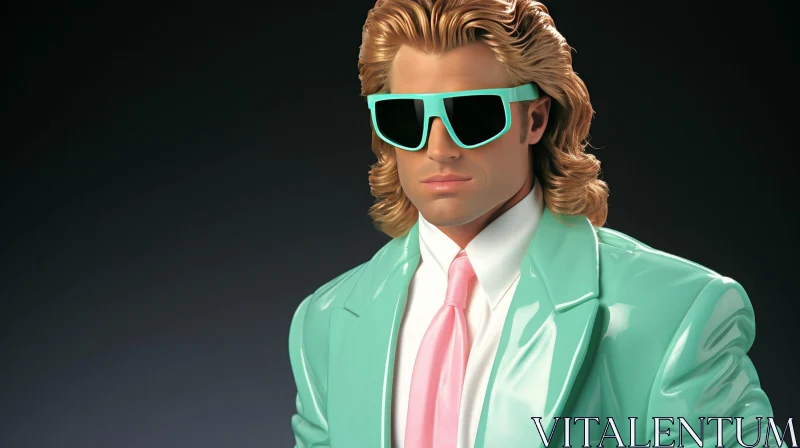 AI ART Serious Man in Green Suit Jacket and Sunglasses