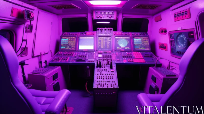 Submarine Control Room with Navigation and Sonar Systems AI Image