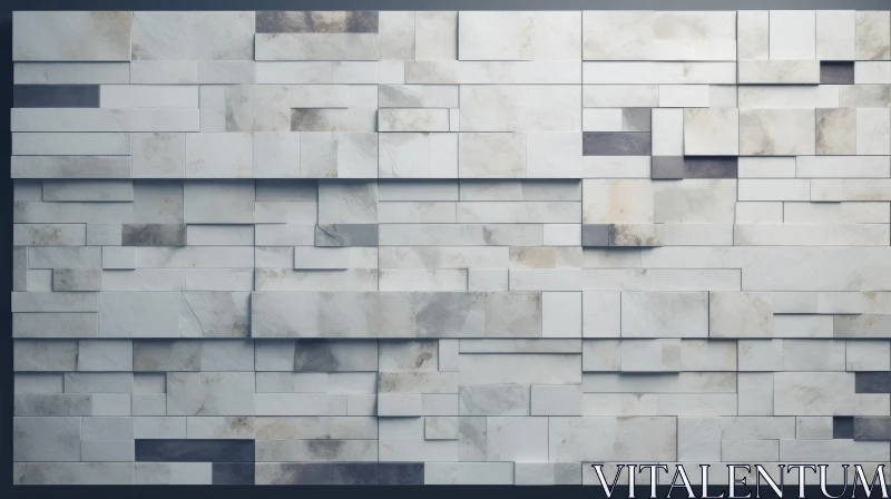 White Marble Wall 3D Rendering with Textured Surface AI Image