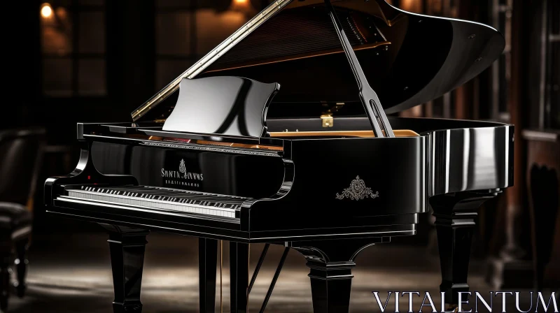 Elegant Black Grand Piano - Musical Instrument Photography AI Image