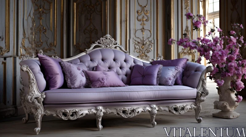 Luxurious Purple Sofa in Classic Style AI Image