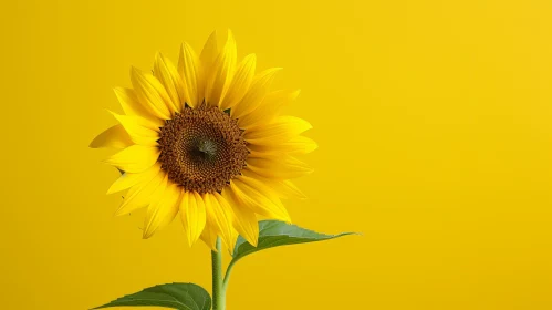 Bright Sunflower Bloom on Yellow Background