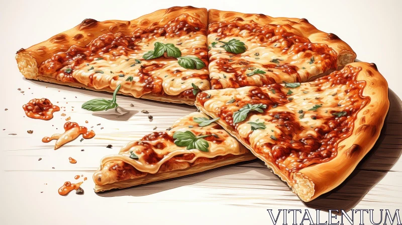 Delicious Pizza with Crispy Crust and Toppings AI Image