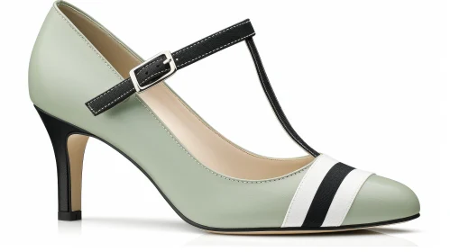 Elegant Mint Green T-Strap High Heel Shoe