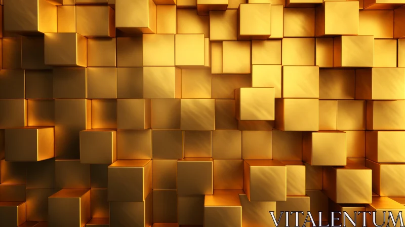 Luxurious Gold Cubes 3D Rendering AI Image