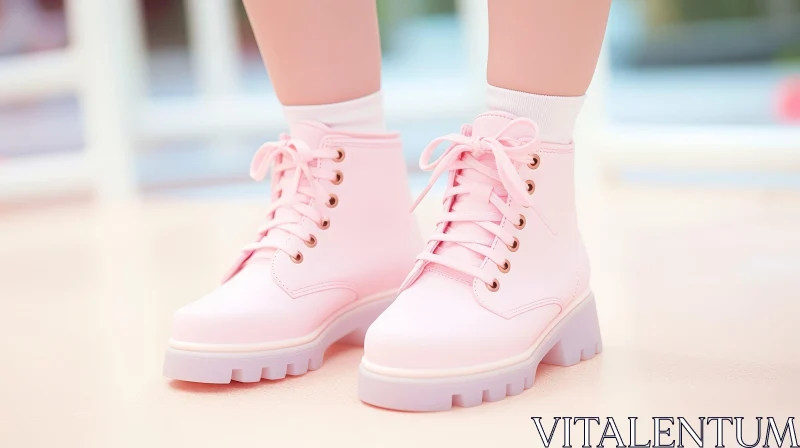 Pink Lace-Up Boots - Fashion Statement AI Image