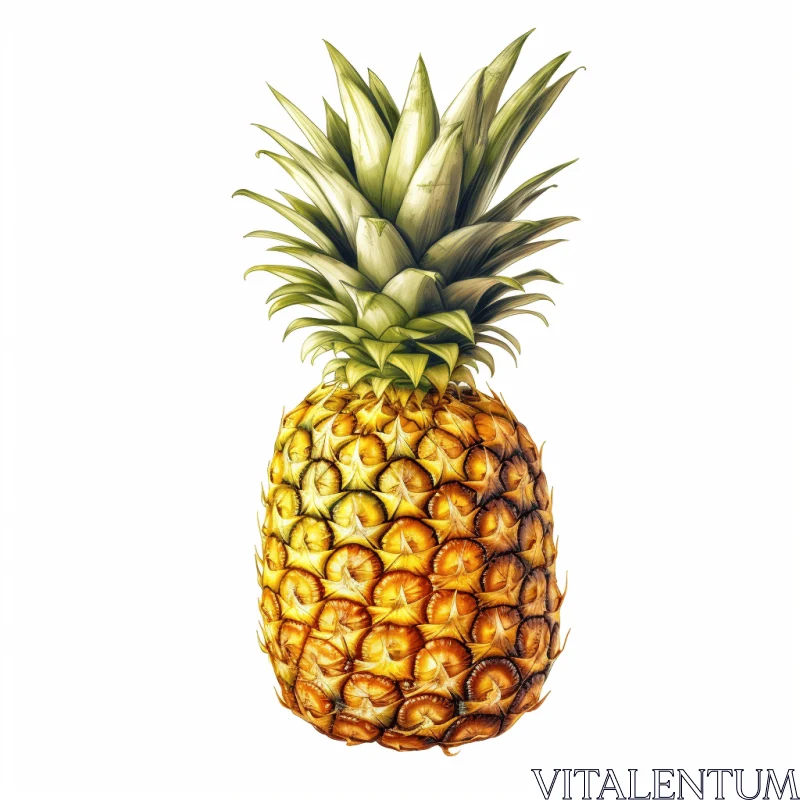 Realistic Pineapple Illustration on White Background AI Image