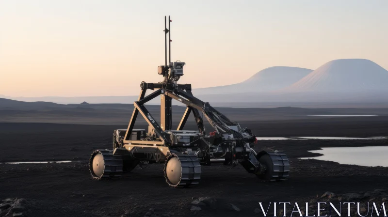 AI ART Black Rover Exploration on Rocky Terrain