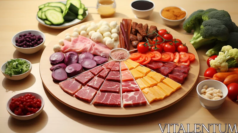 Circular Food Platter with a Variety of Ingredients AI Image