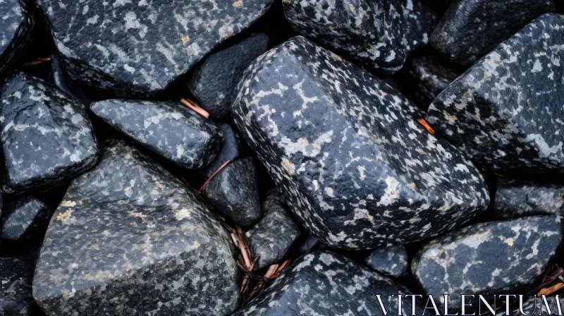Shiny Wet Black Rocks Close-Up AI Image