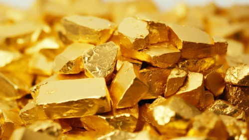 Glinting Gold Nuggets Close-Up