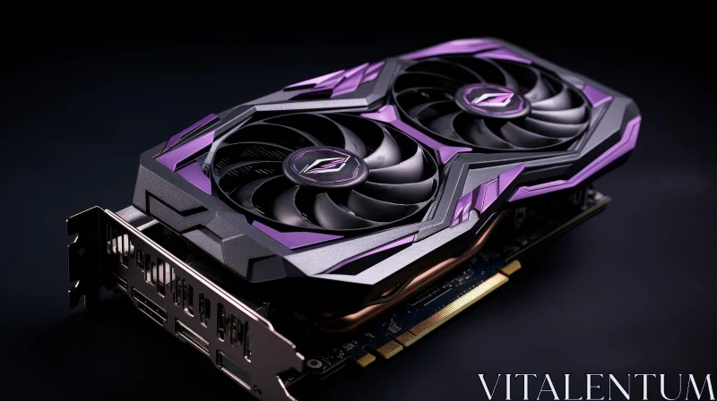 Purple and Black Graphics Card with Two Fans AI Image