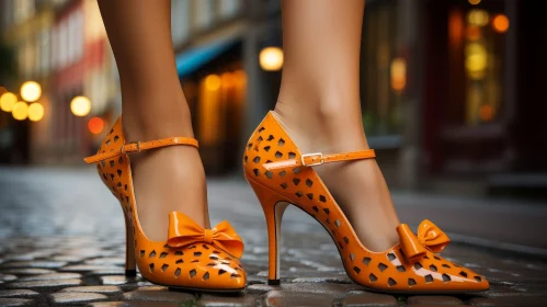 Stylish Orange High-Heeled Shoes - Fashion Photo