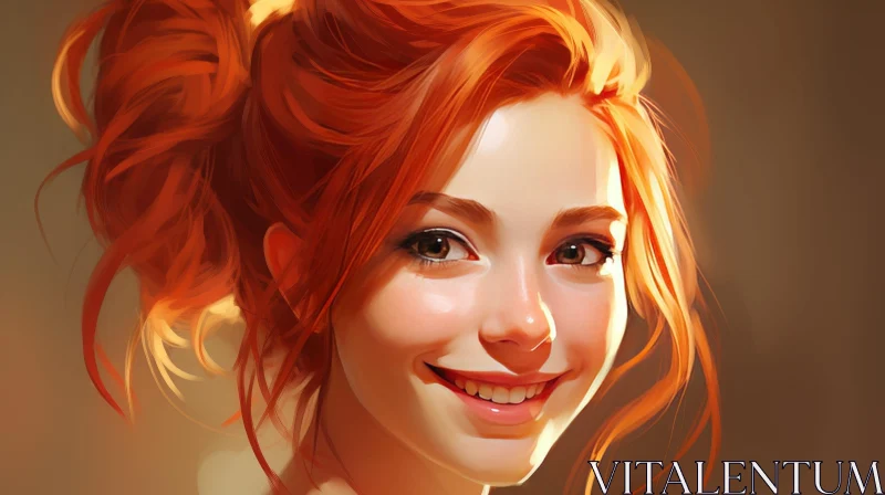 Young Woman Portrait in Realistic Style AI Image