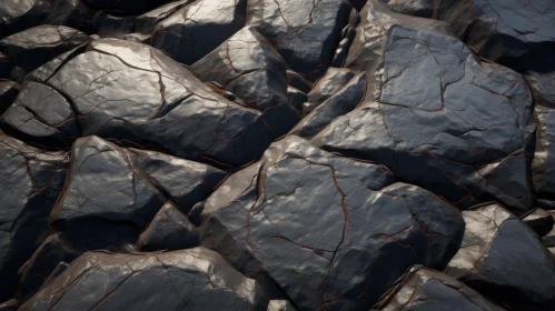 Dark Rocky Surface with Red-Orange Veins