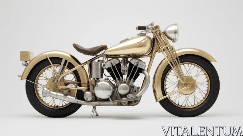 Gilded Majesty: A Stunning Gold Motorcycle in the Modernist Style AI Image