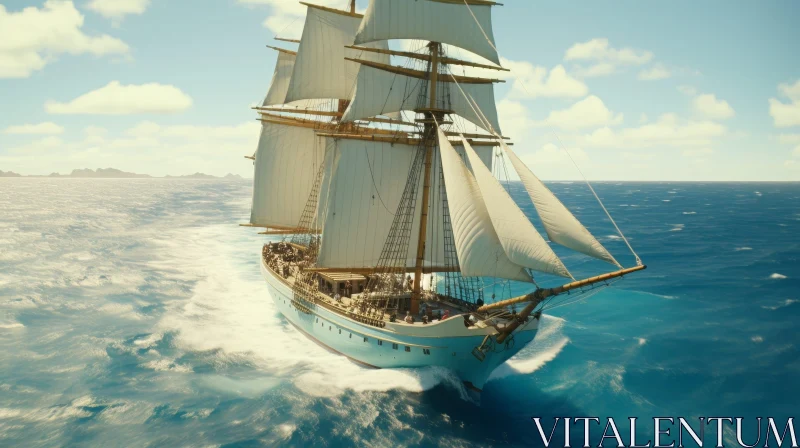 Majestic Sailing Ship on the Ocean AI Image
