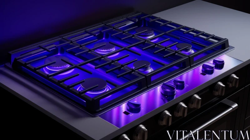 Modern Gas Stove with Stainless Steel Knobs and Glass Cooktop AI Image