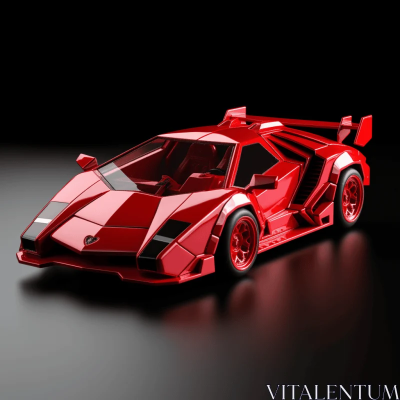 Red Supercar in Retro-Futuristic Cyberpunk Style AI Image