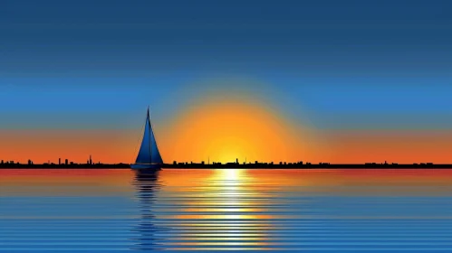 Tranquil Sunset Seascape Painting