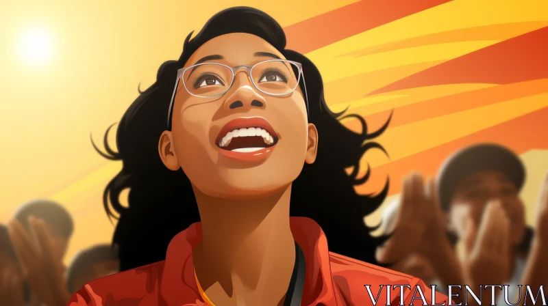 AI ART Young African-American Woman Cartoon Portrait