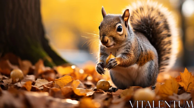 Autumn Forest Squirrel with Acorn AI Image
