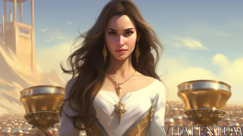 Confident Young Woman Portrait in Desert Setting AI Image