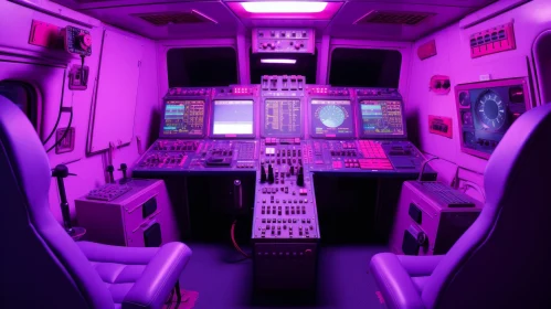 Submarine Control Room with Navigation and Sonar Systems
