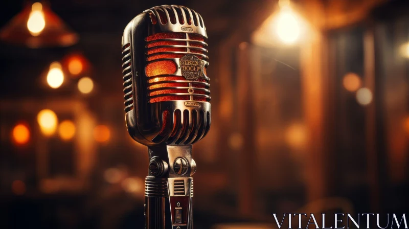 Vintage Microphone in Jazz Club AI Image