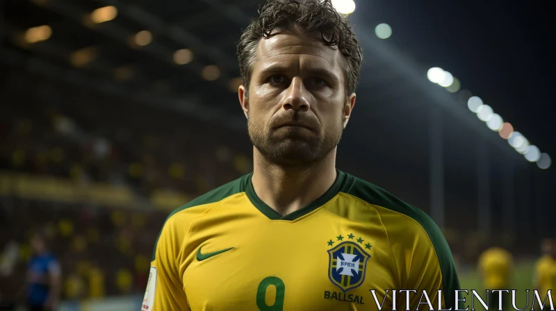 Brazilian Football Player Night Portrait AI Image