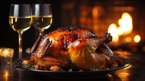 Elegant Roasted Chicken and Wine Setting