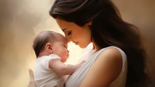 Mother and Baby Embrace: A Touching Moment of Love and Serenity