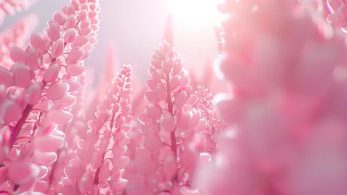 Pink Lupine Flowers Field Close-Up