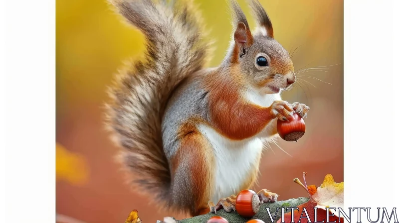 AI ART Red Squirrel with Acorn - Majestic Wildlife Portrait
