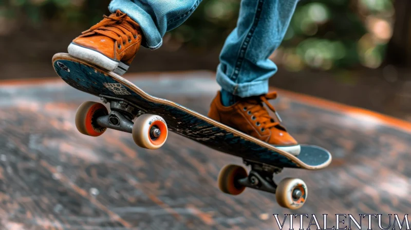 Skateboarding on Wooden Ramp - Airborne Skateboarder AI Image