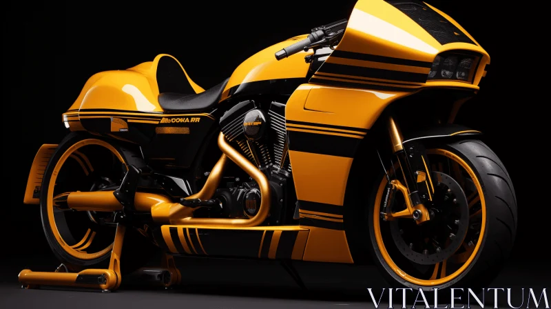 Captivating Yellow Striped Motorcycle Artwork | Hyper-Detailed Renderings AI Image