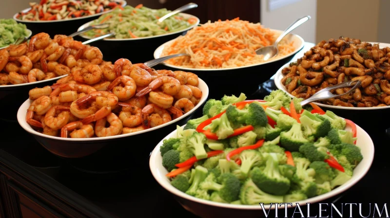 Delicious Buffet Table with Various Dishes AI Image