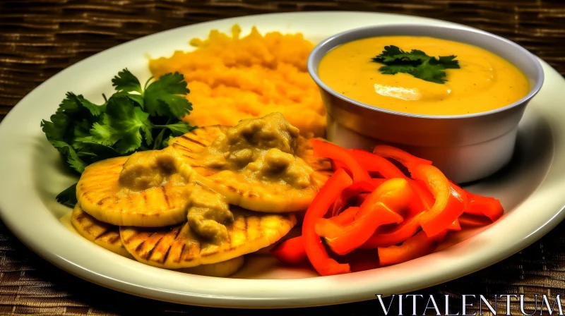 Delicious Food Still Life with Grilled Pineapple and Sweet Potatoes AI Image