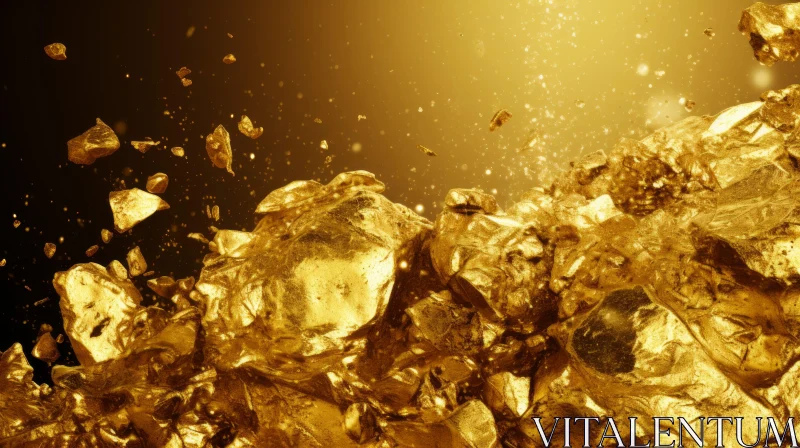 Gilded Treasure - Luxurious Gold Nugget 3D Render AI Image