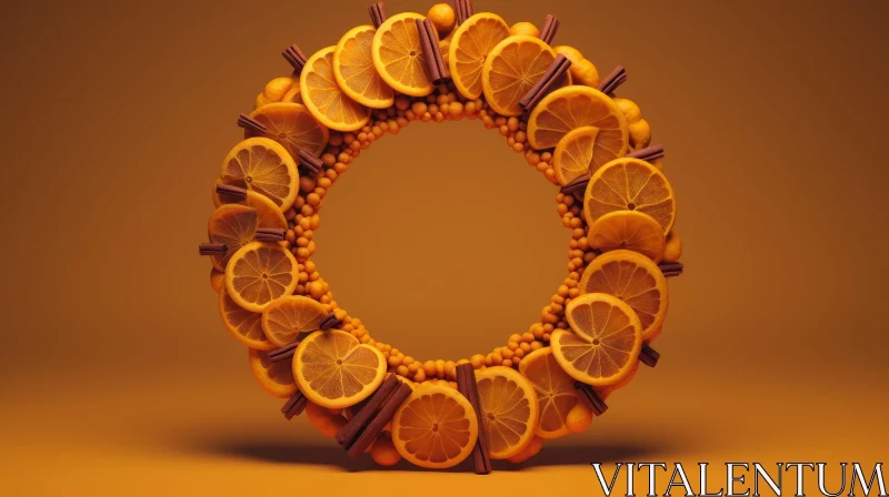 Orange Wreath 3D Illustration AI Image