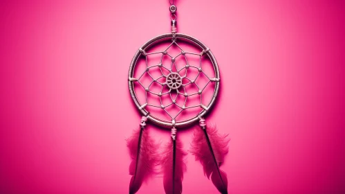 Pink and Silver Dreamcatcher on Soft Pink Background