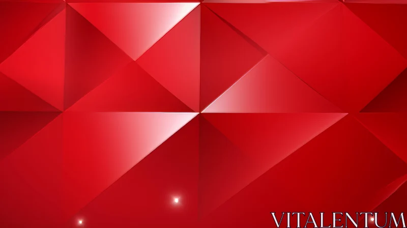 AI ART Red Geometric 3D Surface with Triangles