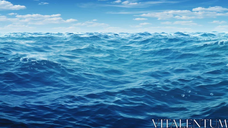 Serene Ocean Scene with Large Waves and Blue Waters AI Image
