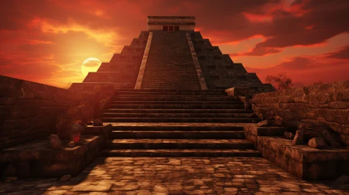 Ancient Pyramid at Sunset