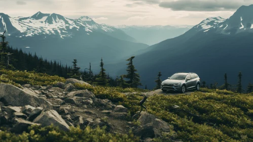 Captivating White SUV on Rocky Hillside in BC - Epic Portraiture